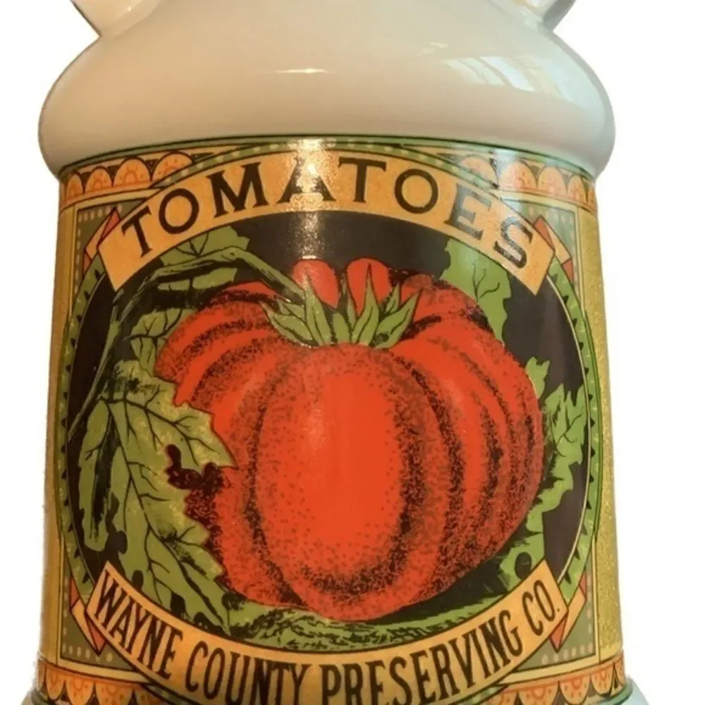 Vintage - MANN 1981 - Tomatoes Wayne County Preserve Tomato Mill Jug